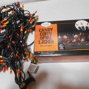 2 New Stenna Candy Corn Halloween Spike String Lights 105 each bundle Tested 🎃